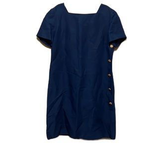 EVAN-PICONE, Short Sleeve, Square Neck, Shoulder Pad, Vintage Dress, Blue,  10